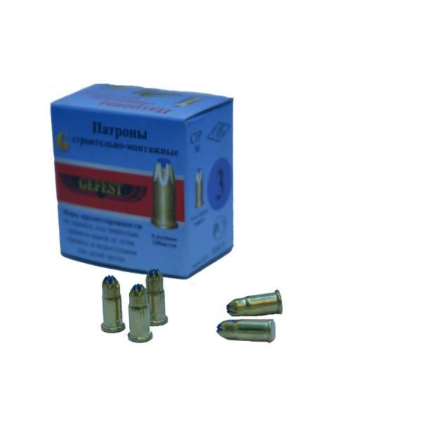 Патрон монтажный для строительных пистолетов тип С3, калибр 5,6x16, в кассете синий, упаковка 100 шт.