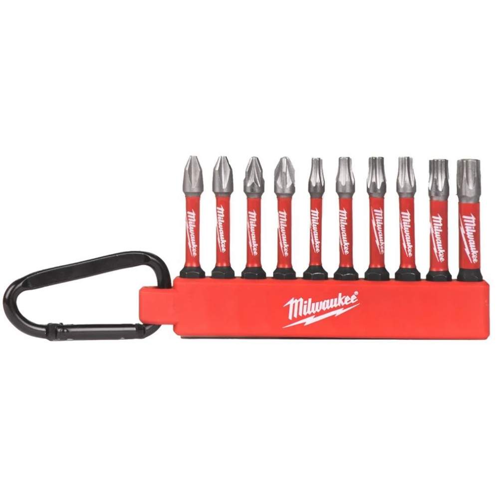 Набор бит Milwaukee и держателя с карабином SHOCKWAVE™ (2xPH2/1xPZ2/1xTX15/2xTX20/2xTX30/1xTX40)
