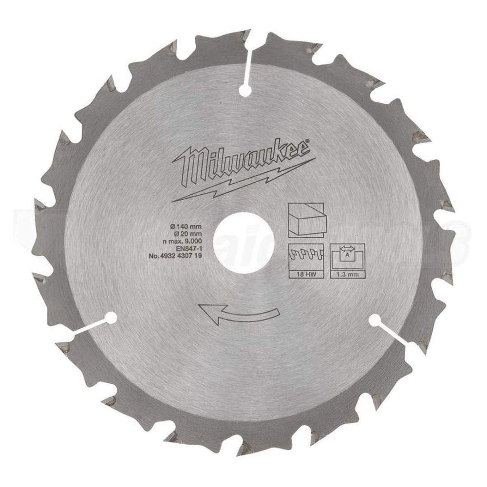 Milwaukee Пильный диск для циркулярной пилы по дереву 140x20x1,6x18 скошенные зубья (замена для 4932430719)
