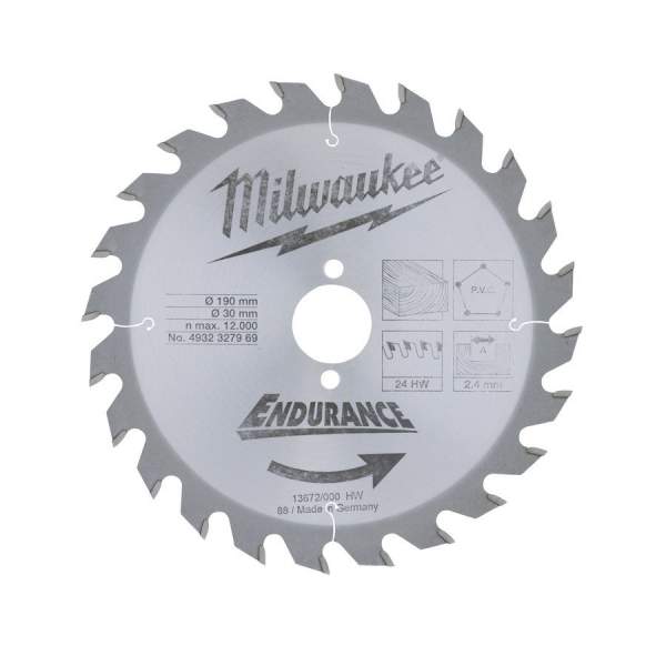 Milwaukee Пильный диск для циркулярной пилы по дереву 190x30x1,6x24 скошенные зубья (замена для 4932256387)