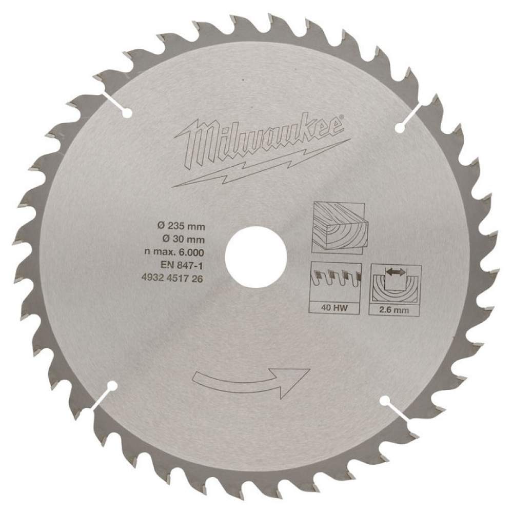 Milwaukee Пильный диск для циркулярной пилы по дереву 235x30x2,4x36 скошенные зубья (замена для 4932451726)