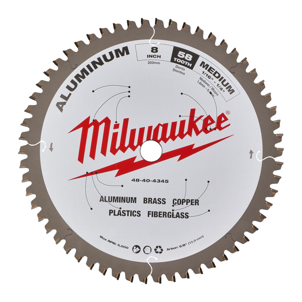 Milwaukee Пильный диск для циркулярной пилы по алюминию203x5/8x2,4x58