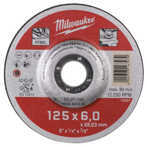 Milwaukee Шлифовальный диск по металлу SG 27/125х6 (заказ кратно 25 шт.)