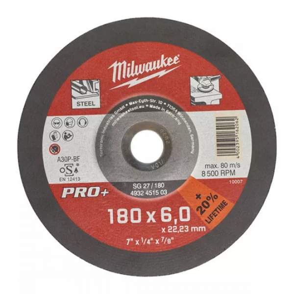 Milwaukee Шлифовальный диск по металлу SG 27/180х6 PRO+ (заказ кратно 10 шт.)