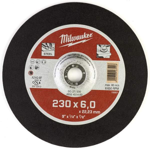 Milwaukee Шлифовальный диск по металлу SG 27/230х6 (заказ кратно 10 шт.)
