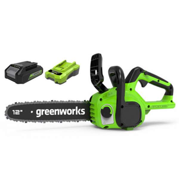 Пила цепная электрическая Greenworks аккумуляторная Greenworks GD24CS30 с АКБ 4 Ач и ЗУ