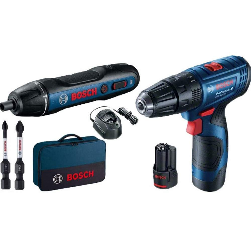 Дрель- шуруповерт ударный аккумуляторный BOSCH GSB 120-LI + GO 2 (2*2.0 Ah, Bag)