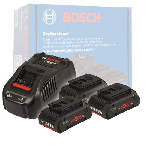 Аккумуляторы и зарядные устройства BOSCH ProCORE 18V 4.0 Ah x 3 + GAL 1880 CV