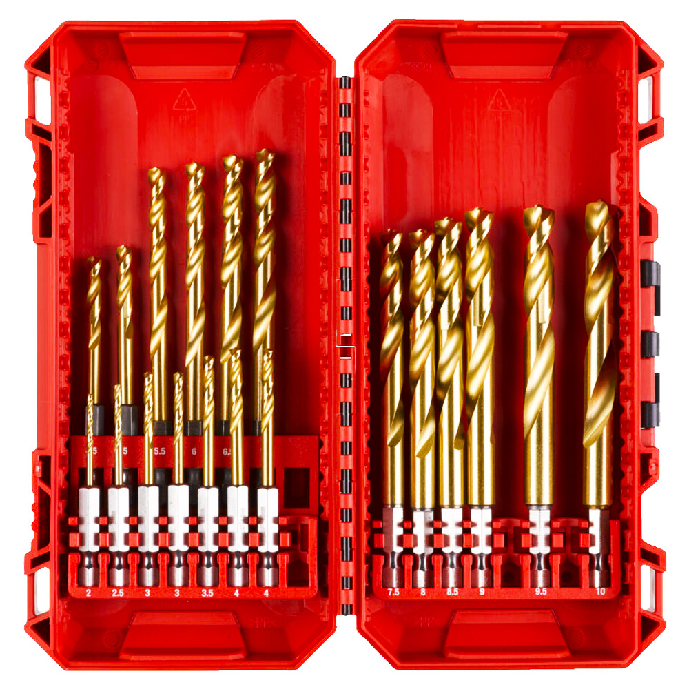 Сверло по металлу Milwaukee набор RedHEX HSS-G TiN 2-10мм 19шт