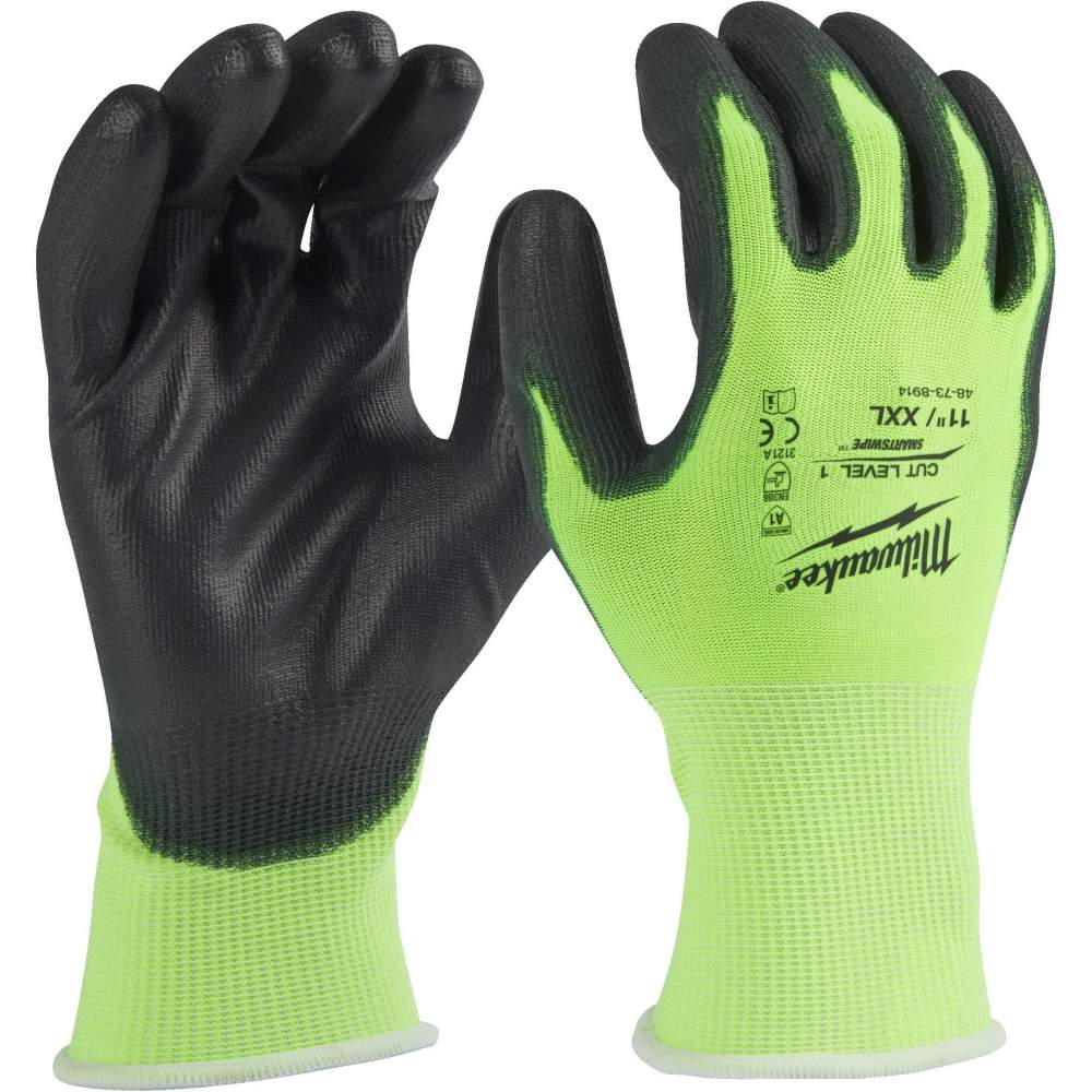 Перчатки Milwaukee защитные Milwaukee Hi-Vis Cut level 1/A 11/XXL 12 пар (4932492917) (для погрузочно-разгрузочных работ или легких строительных работ, усиленна