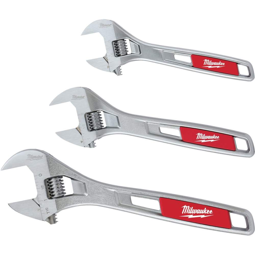 Milwaukee Набор разводных ключей Milwaukee 4932493414 150/200/250мм 3шт (эргономичная закругленная ручка, тонкая конструкция головки, лазерная маркировка в дюйм