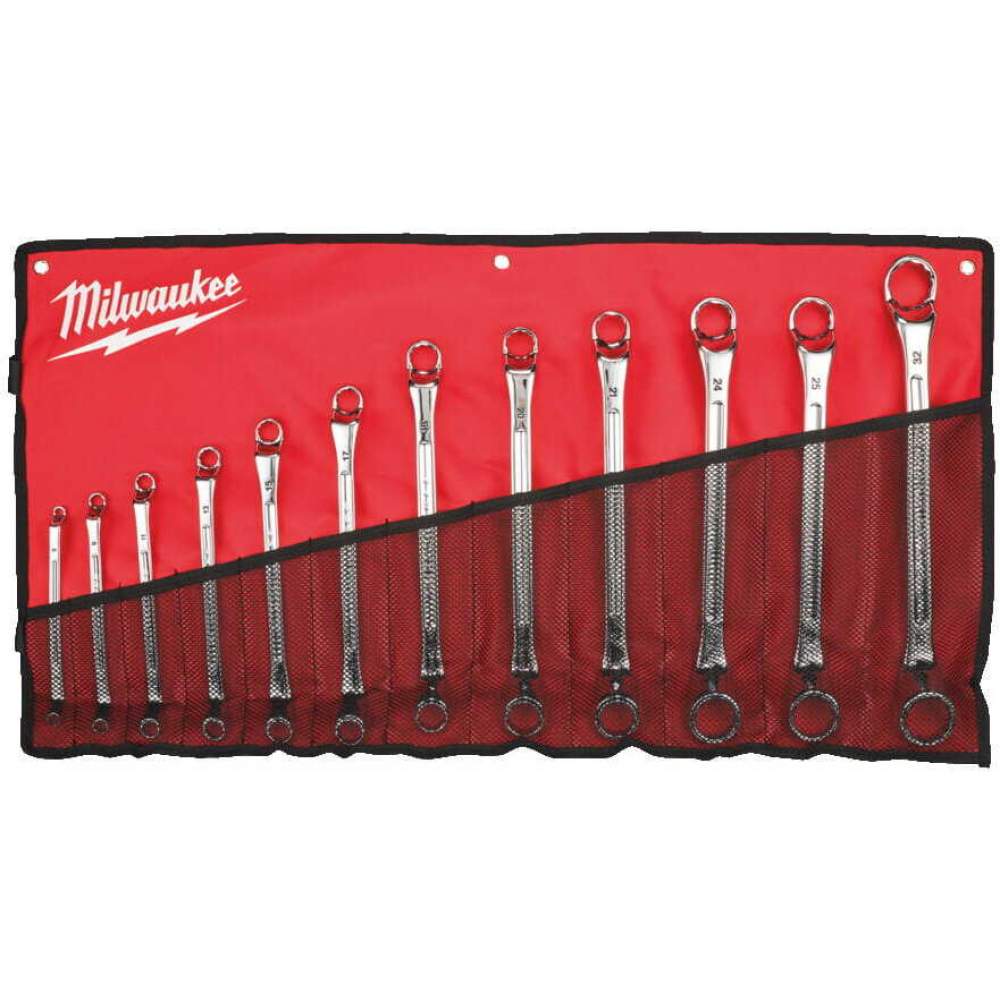 Milwaukee Набор накидных ключей Milwaukee 4932492738 12шт (под углом 75°, 12-точечная проушина, материал: хромированная сталь)