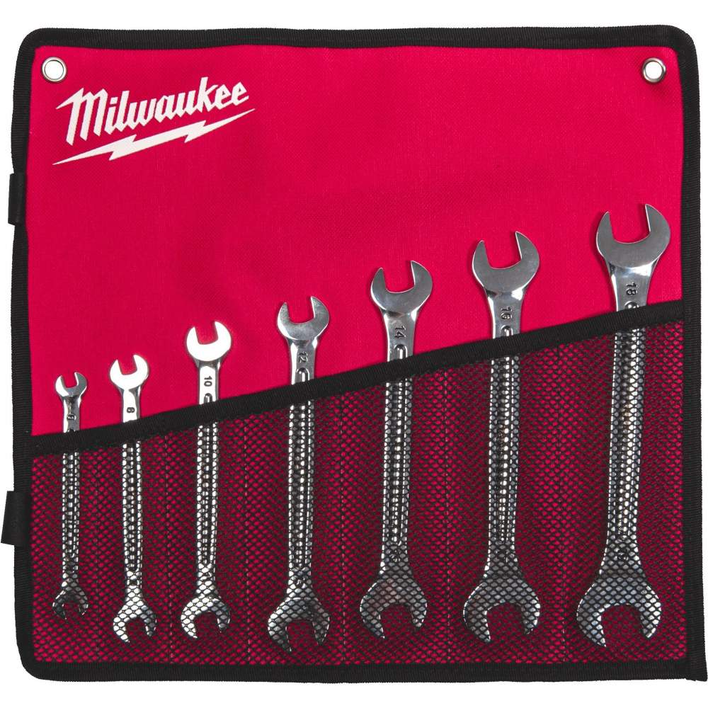 Milwaukee Набор рожковых ключей Milwaukee 4932492713 7шт (двусторонние, размеры: 6х7мм, 8х9мм, 10х11мм, 12х13мм, 14х15мм, 16х17мм, 18х19мм., хромированная отдел