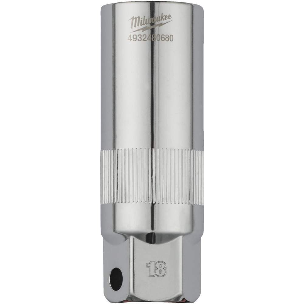 Milwaukee Головка торцевая свечная Milwaukee 4932480675 3/8"-16мм (5/8") (длина: 68мм, резиновый фиксатор, штампованные размеры, отверстие для штифта)