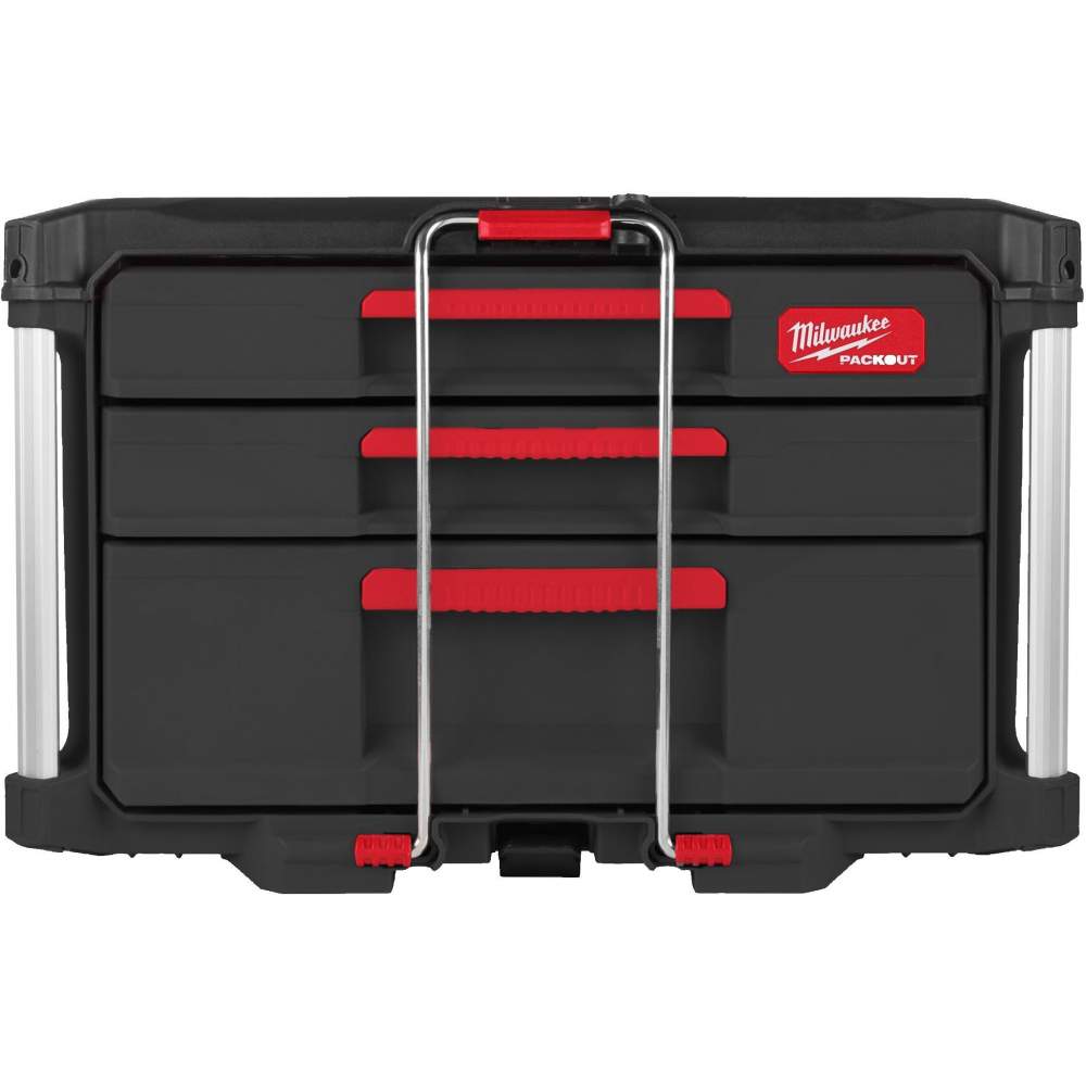 Milwaukee Ящик для инструментов Milwaukee PackOut 2+1 с выдвижными отсеками (4932493190) (ударопрочный, металлические направляющие выдвижных ящиков на шарикопод