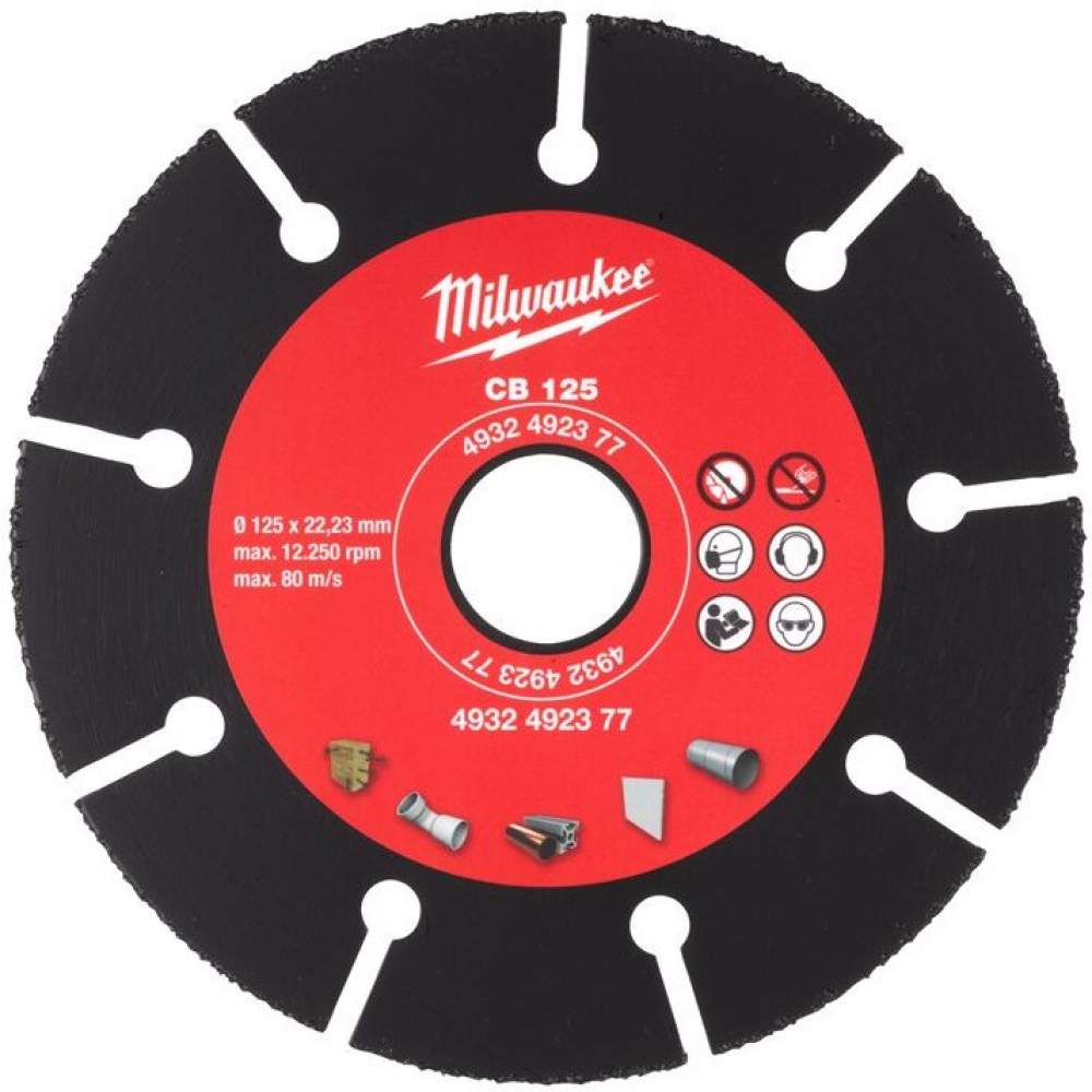 Milwaukee Диск карбидный Milwaukee CB-125мм (4932492377) (по дереву и плаcтику, твердосплавный, посадочный диаметр: 22.2мм, 12250 об/мин)