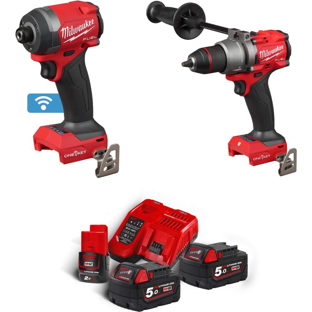 Набор инструмента Milwaukee инструментов Milwaukee M18ONEDD3/M18ONEID3/M18NRG-502/4 поколение Шуруповерт и Винтоверт (A002MLW) (в входит: дрель-шуруповерт Milwaukee M