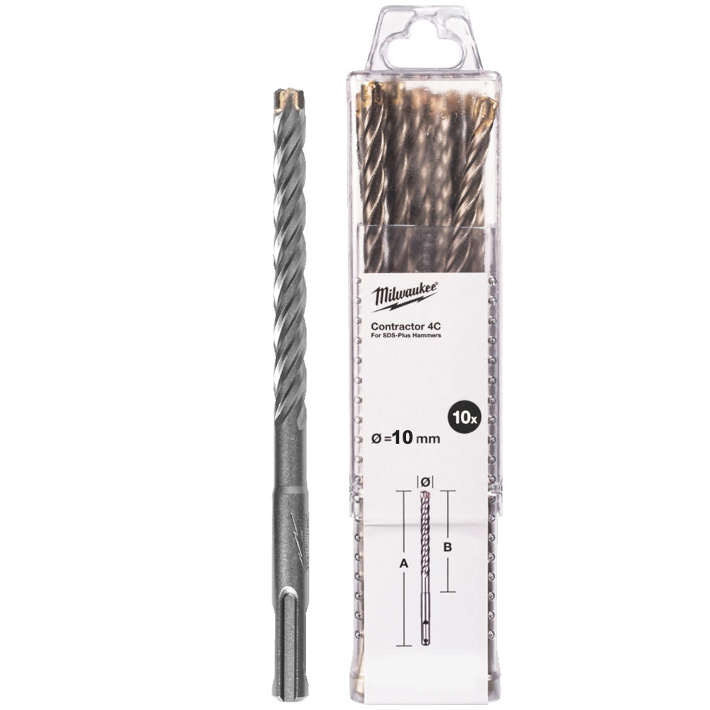 Сверло SDS-Plus Milwaukee Бур SDS+ 4C 10x160 10шт (4932498887)