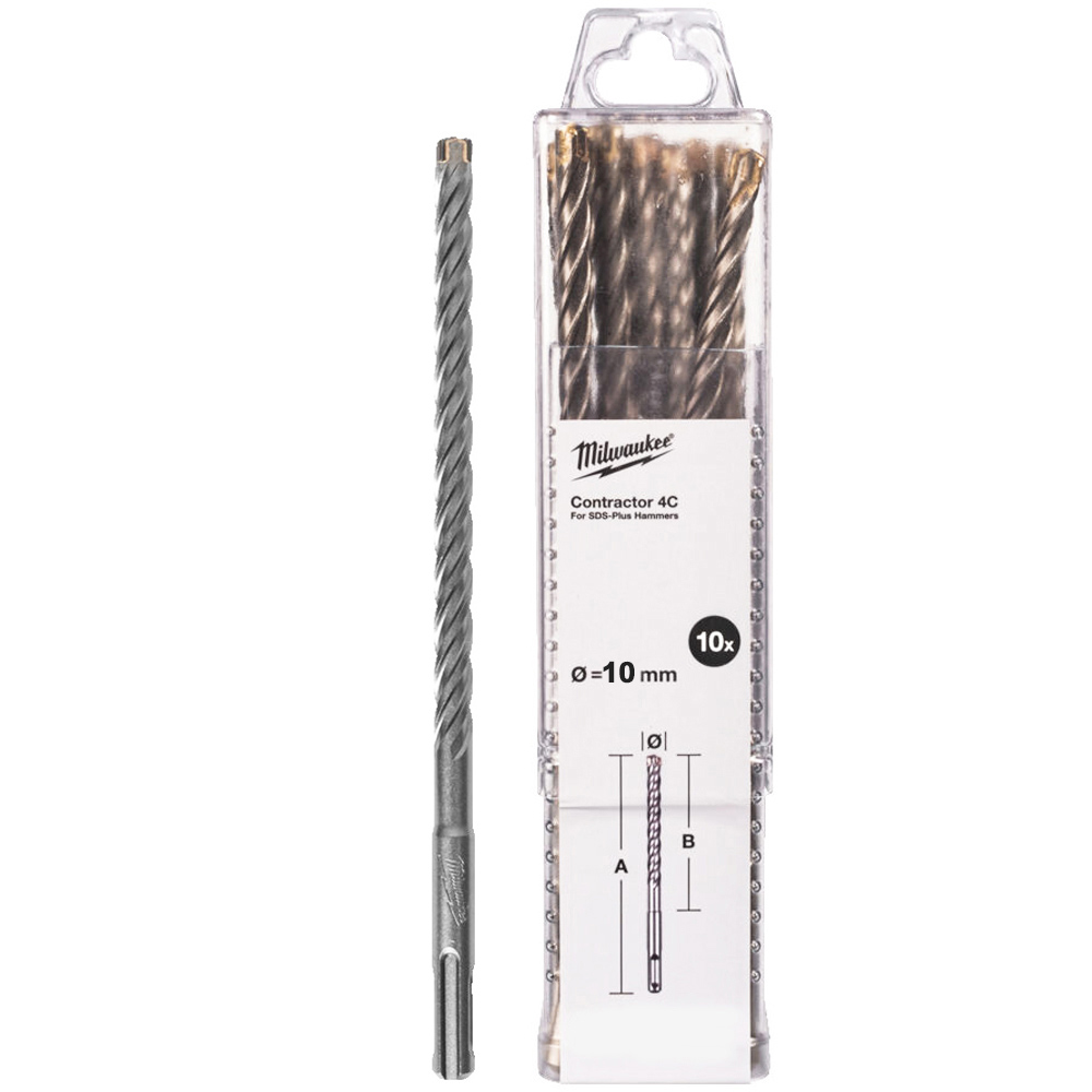 Сверло SDS-Plus Milwaukee Бур SDS+ 4C 10x210 10шт (4932498889)