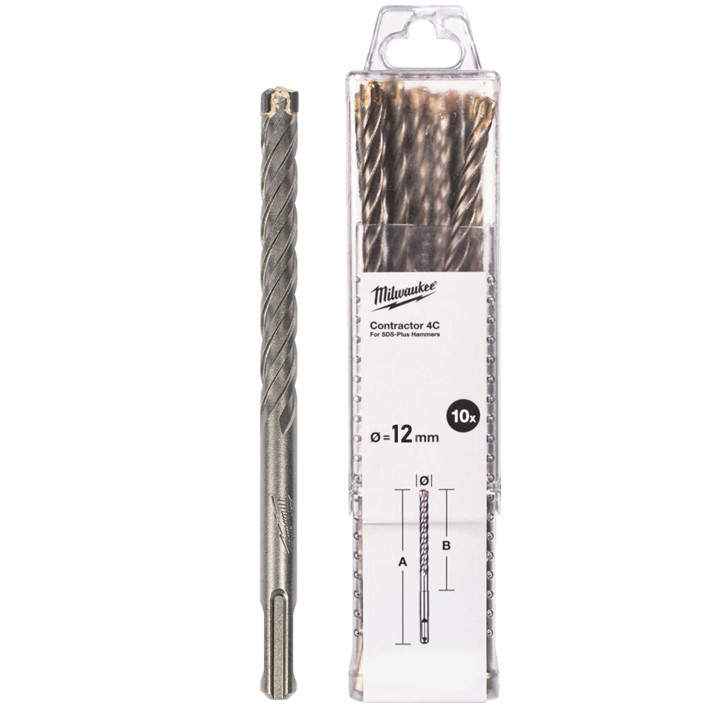 Сверло SDS-Plus Milwaukee Бур SDS+ 4C 12x160 10шт (4932498894)
