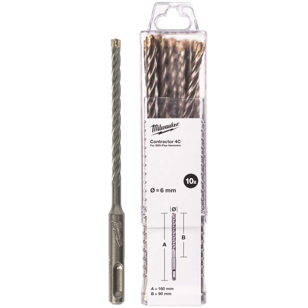 Сверло SDS-Plus Milwaukee Бур SDS+ 4C 6x160 10шт (4932498870)