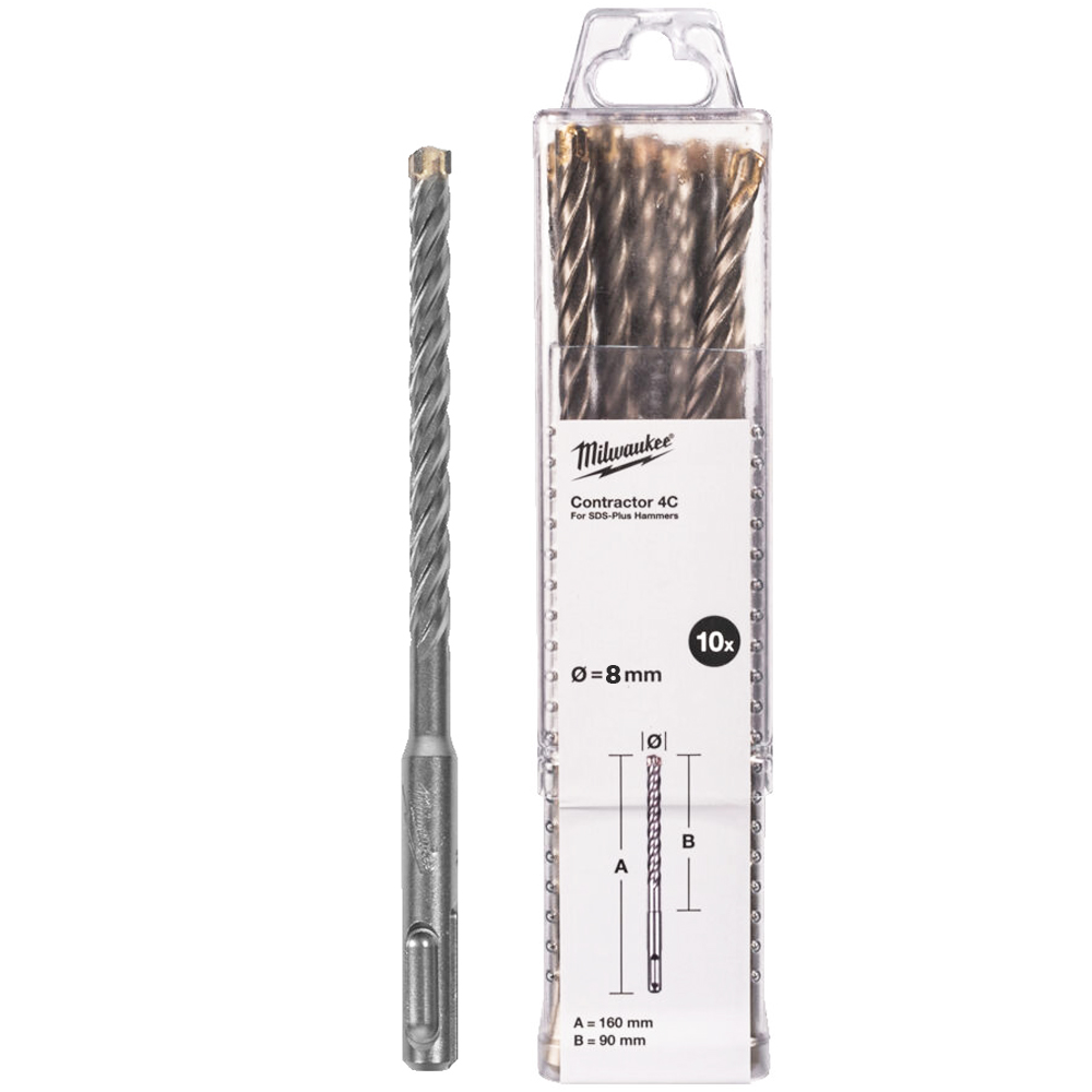 Сверло SDS-Plus Milwaukee Бур SDS+ 4C 8x160 10шт (4932498880)