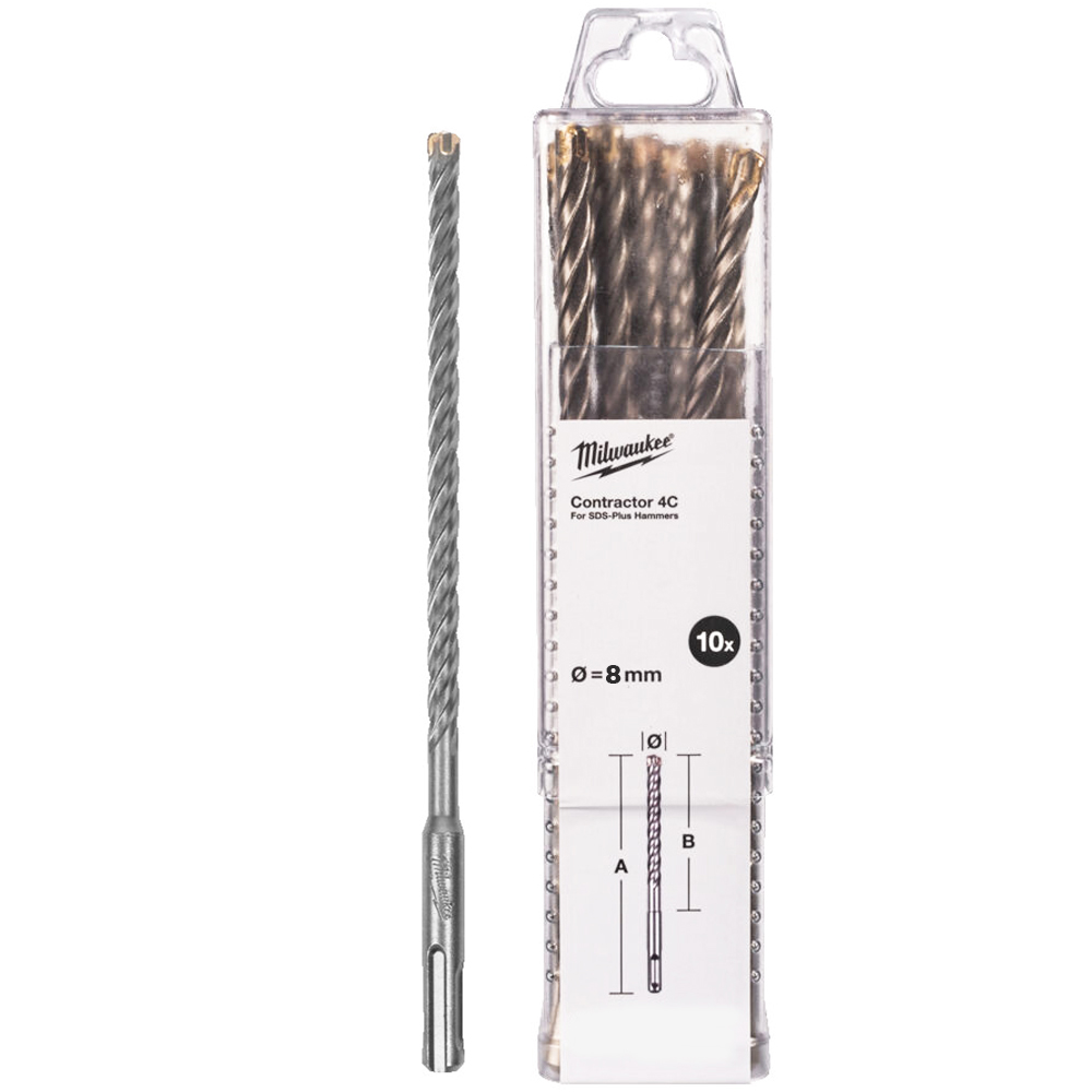 Сверло SDS-Plus Milwaukee Бур SDS+ 4C 8x210 10шт (4932498882)
