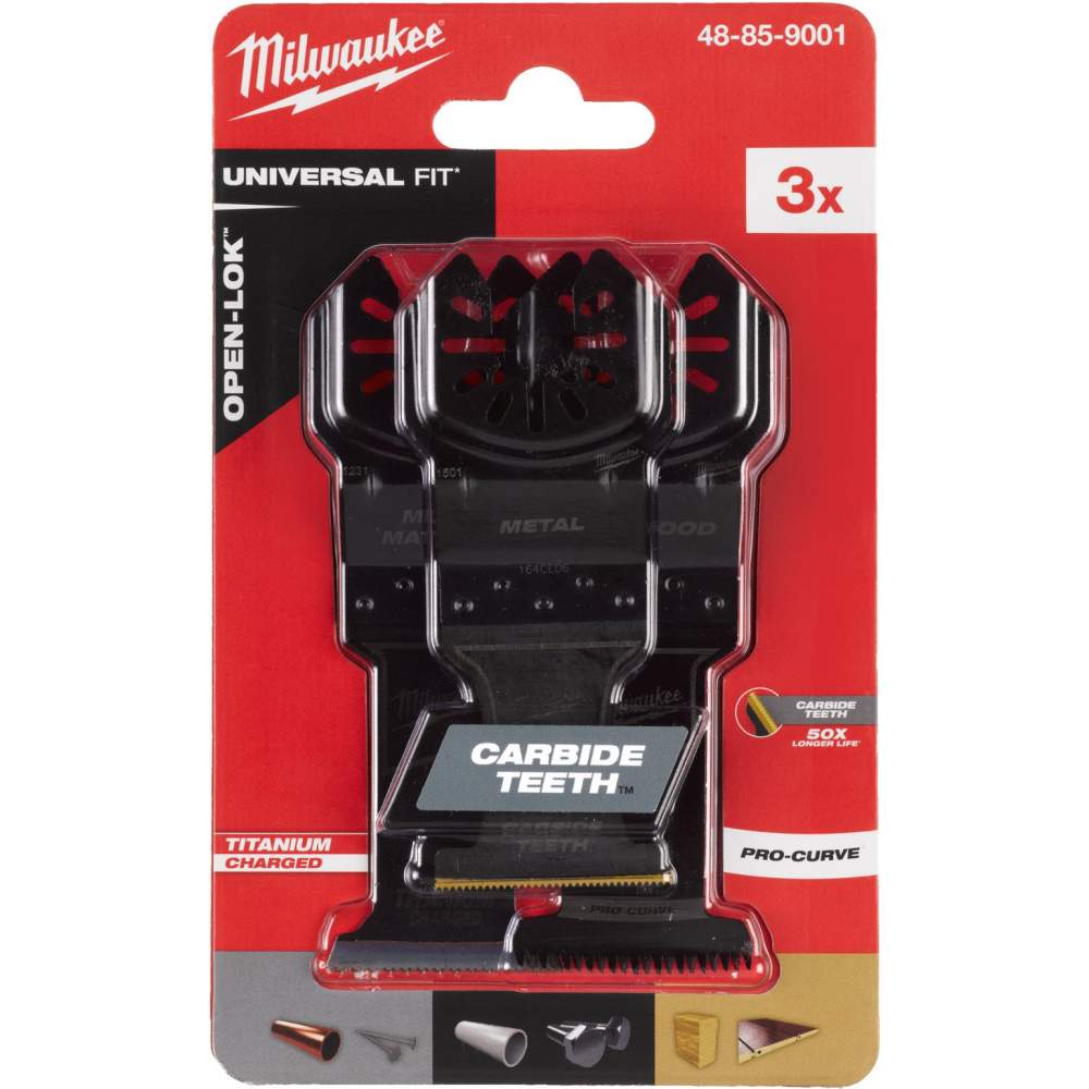 Milwaukee Набор полотен для мультитула Milwaukee OMT OL Set WM 3 шт (48859001) (лазерная гравировка, черное оксидное покрытие для защиты от коррозии)