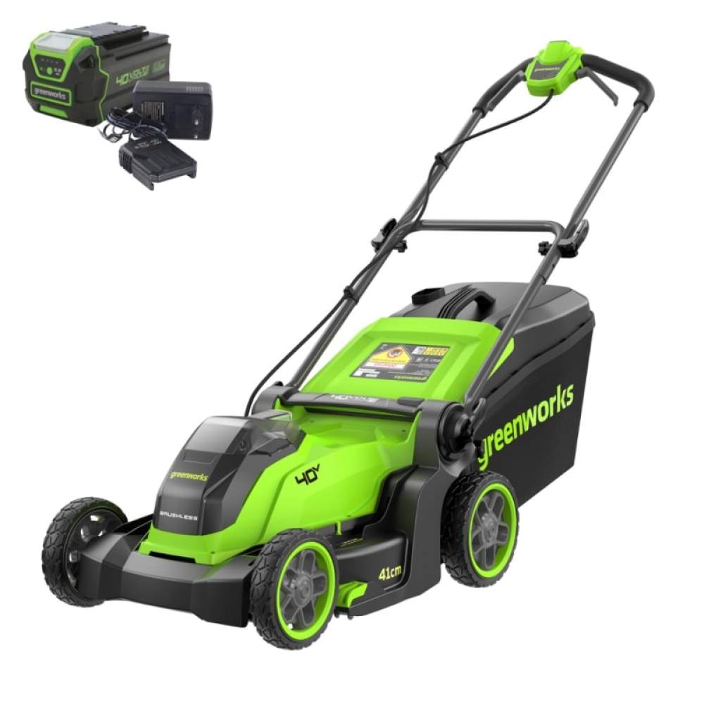 Газонокосилка аккумуляторная Greenworks GD40LM411 (40V, 1*5 Ач, ЗУ, carton)