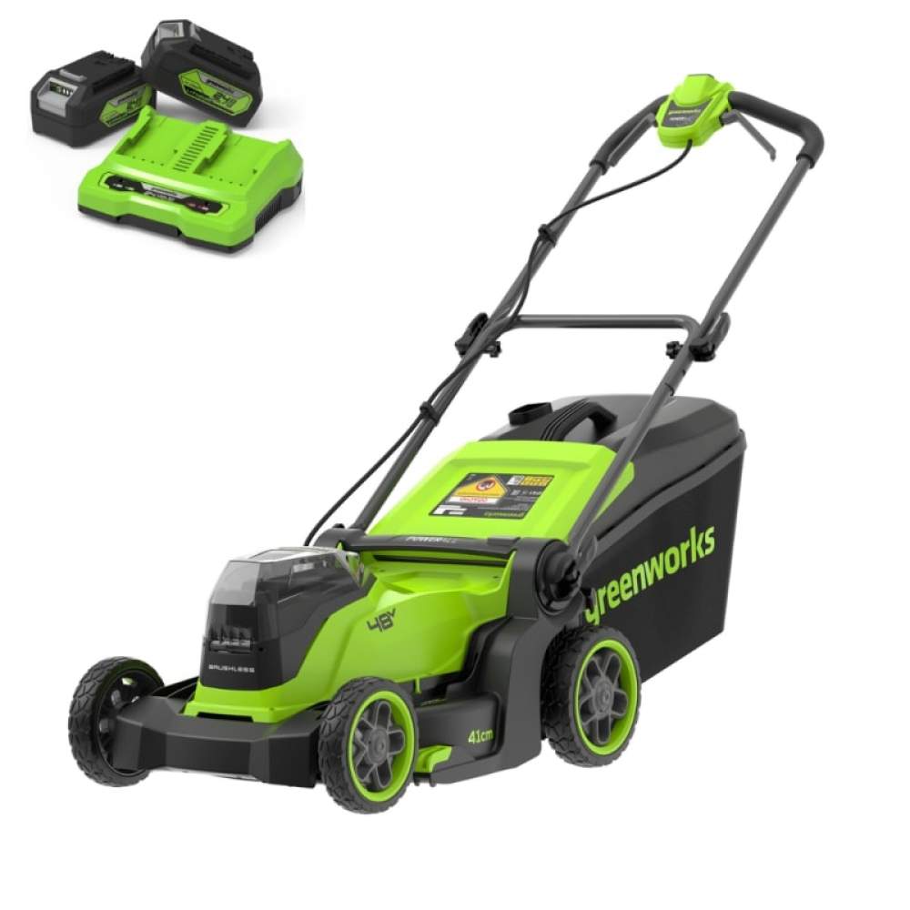 Газонокосилка аккумуляторная Greenworks GD24X2LM411 (24V, 2*4 Ач, ЗУ, carton)