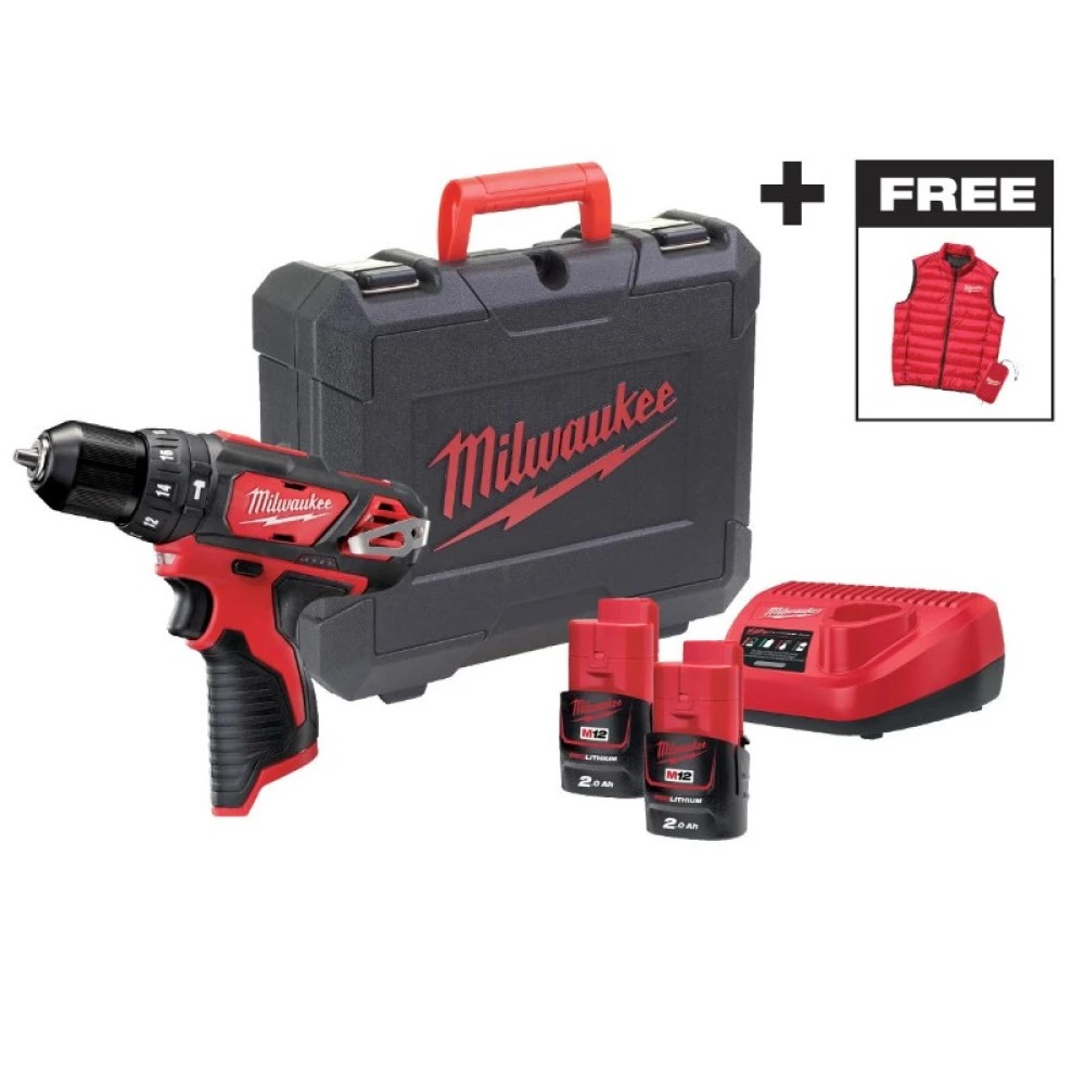 Дрель- шуруповерт ударный аккумуляторный Milwaukee M12 BPDMC-202C (2*2.0 Ah, case, PROMO with jacket)