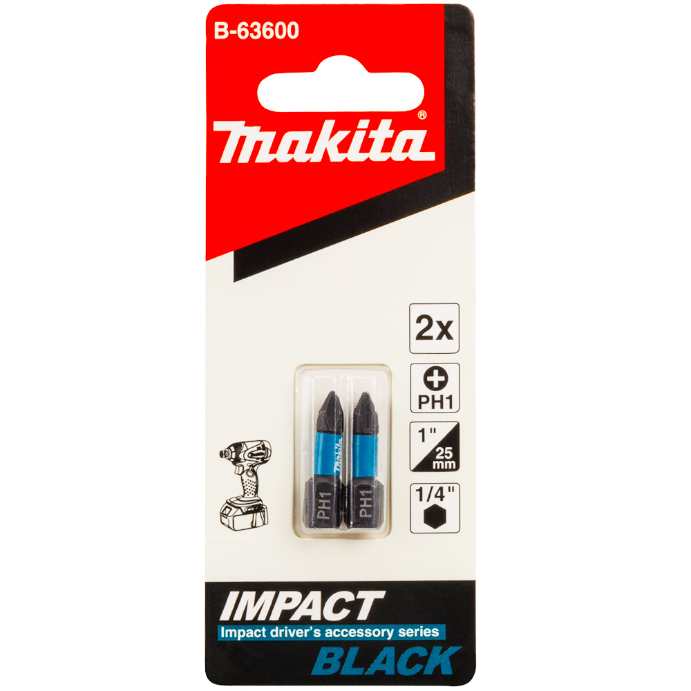 MAKITA Бита ударная PH1 25 мм Impact Black (2 шт) MAKITA (B-63600)