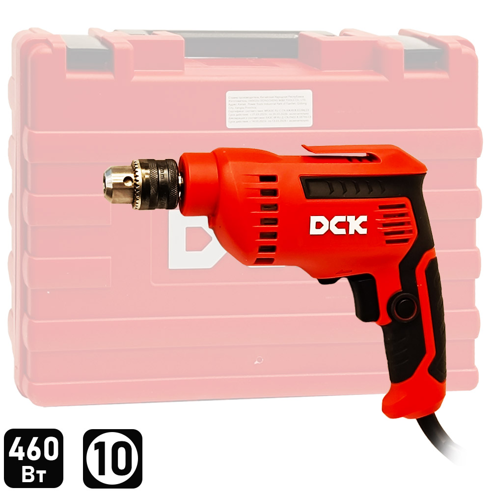 Дрель безударная DCK KJZ10-10 (case)