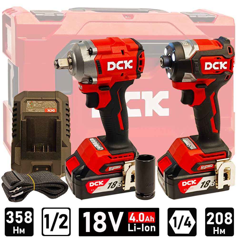 Набор инструмента DCK KDPB358 / KDPL208 (2*4.0 Ah, K-Box)