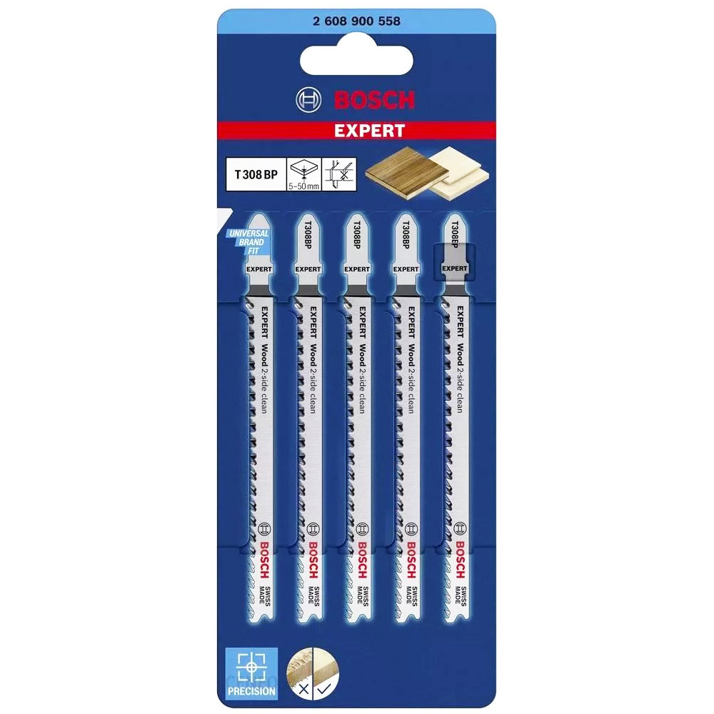 BOSCH Пилка для лобзика T 308 BP Expert Wood (5 шт) BOSCH (2608900558)