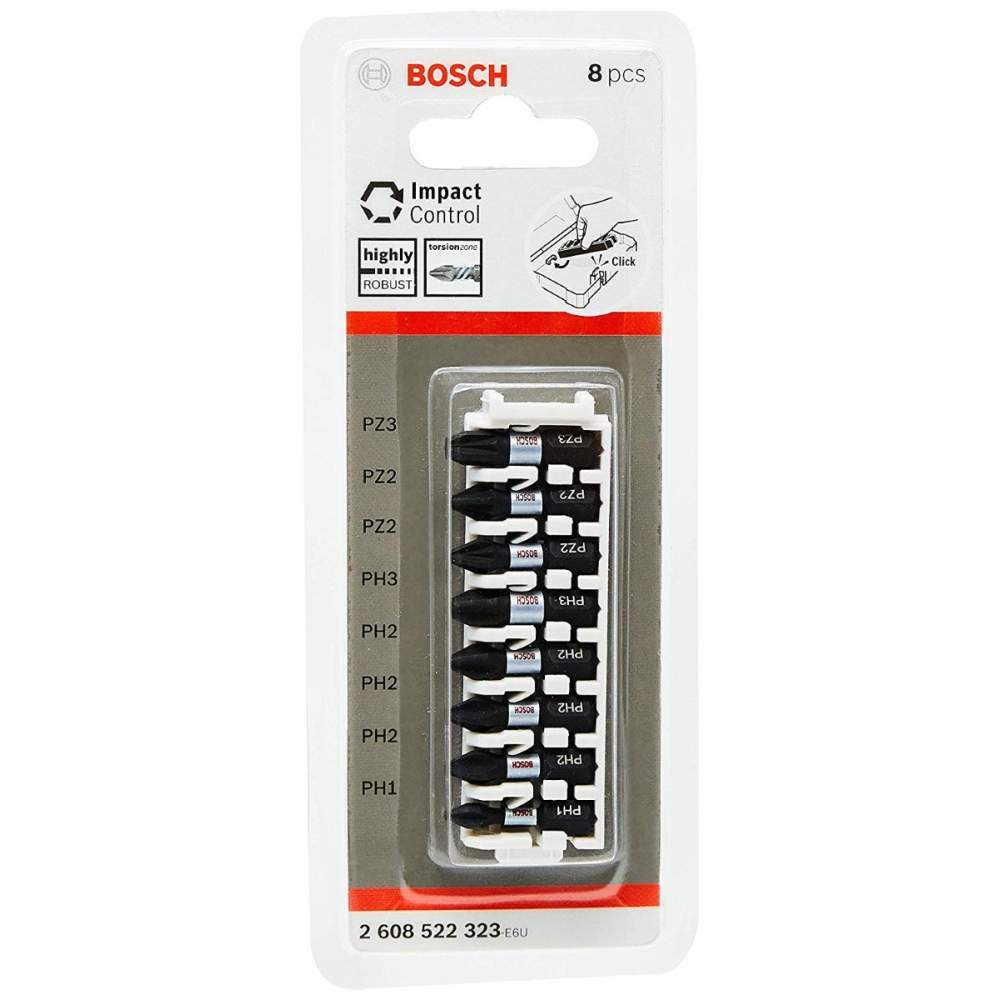 Набор бит BOSCH ударных PH1,PH2 (3шт),PH3,PZ2 (2шт),PZ3