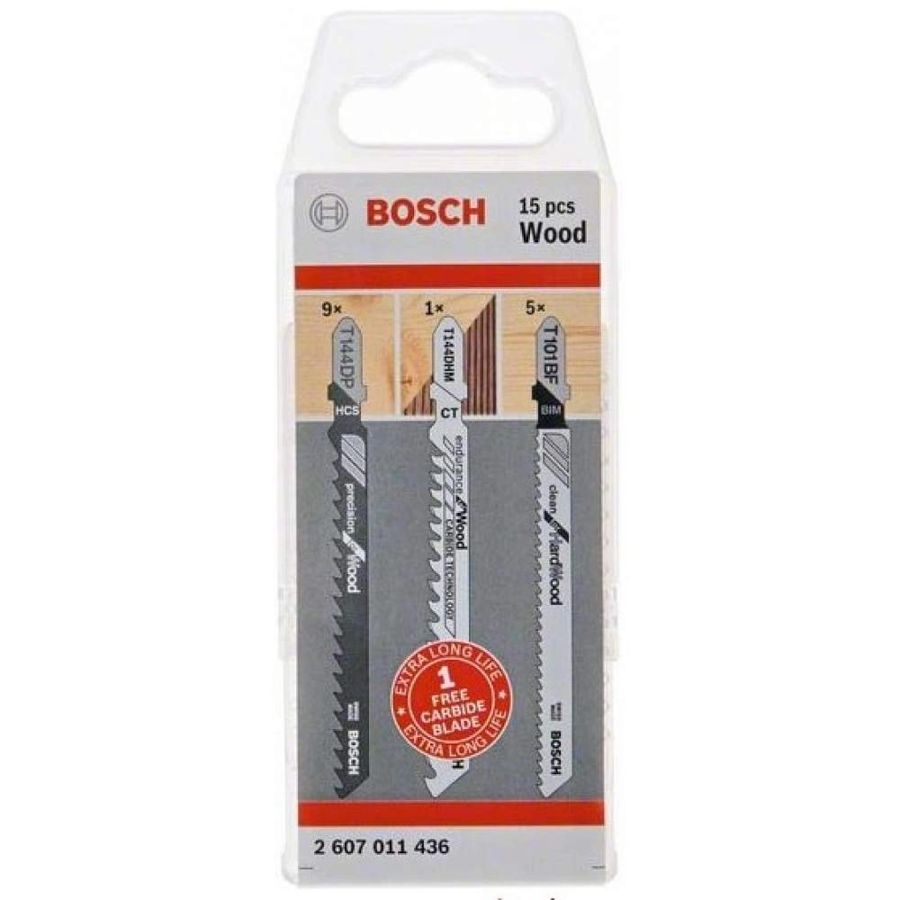 Пилка лобзиковая BOSCH Набор лобзиковых пилок по дереву 14+1 шт