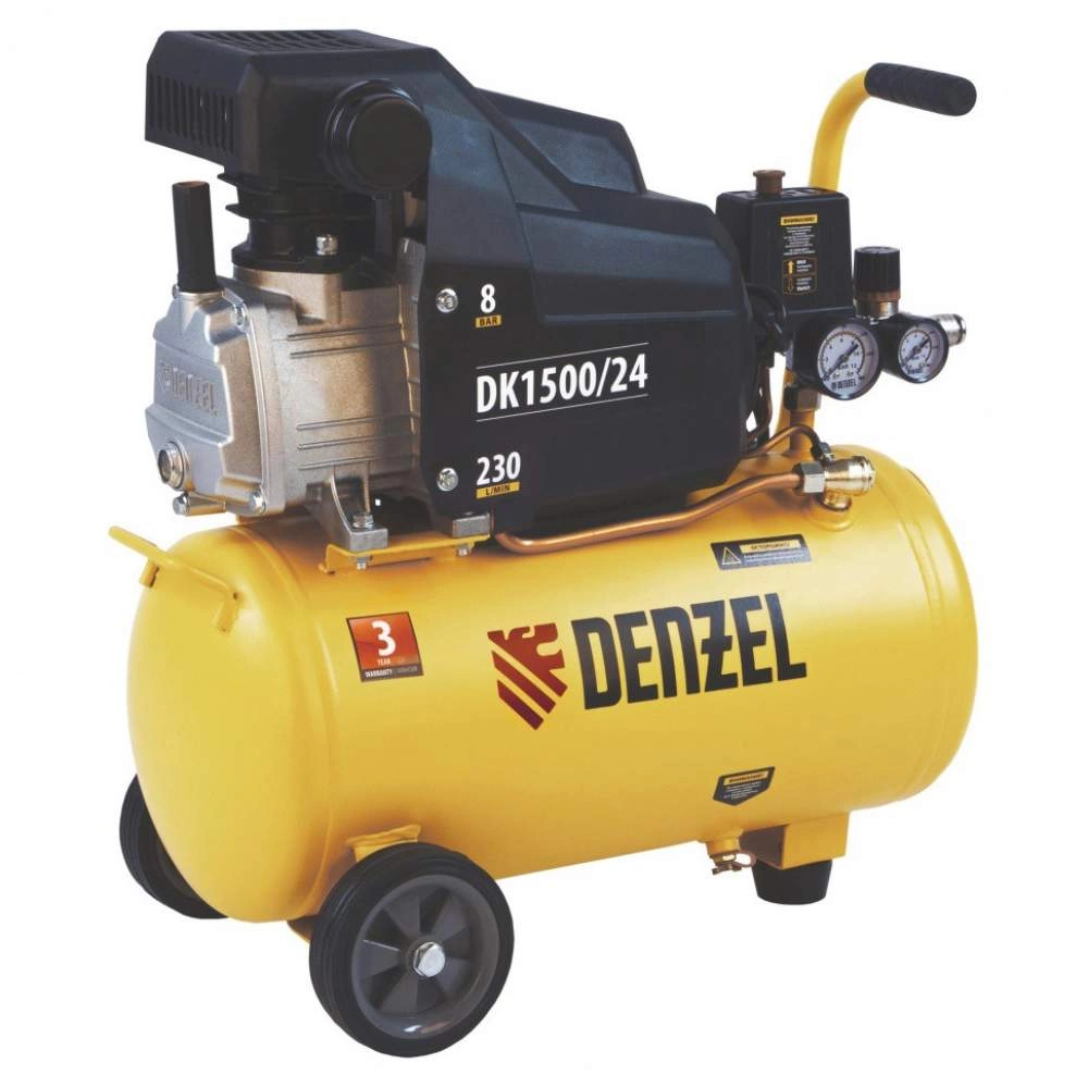 Компрессор DENZEL воздушный DK1500/24, Х-PRO 1.5 кВт, 230 л/мин, 24 л Denzel