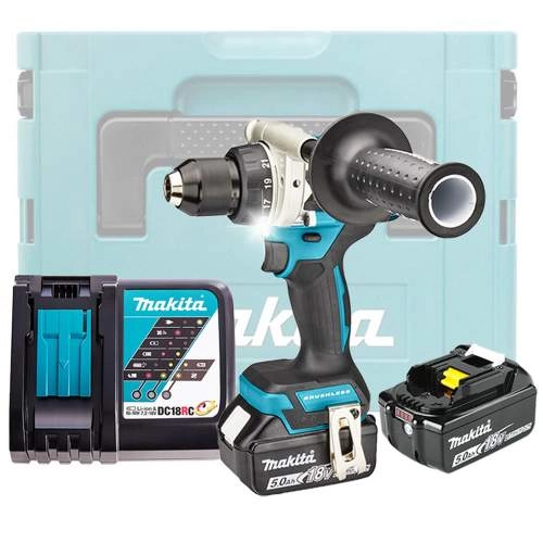 Дрель- шуруповерт аккумуляторный MAKITA DDF489RTJ (2*5.0 Ah, MAKPAC-2)